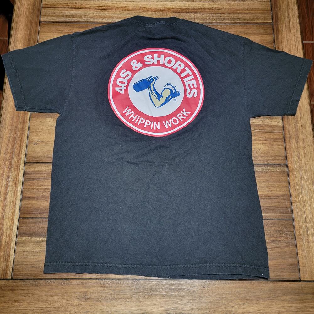 40s & Shorties Black Unisex Tee "Whippin Work" - Size Large